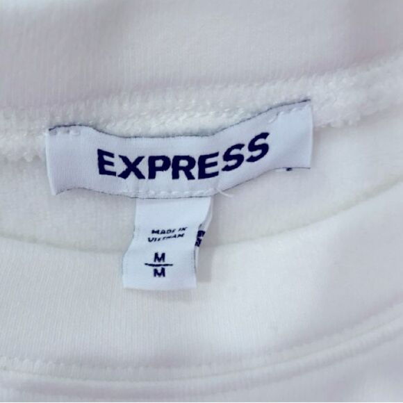 🔥3 for $15 EXPRESS Medium White Puff Sleeve With Rhinestone Sweatshirt - Picture 5 of 7